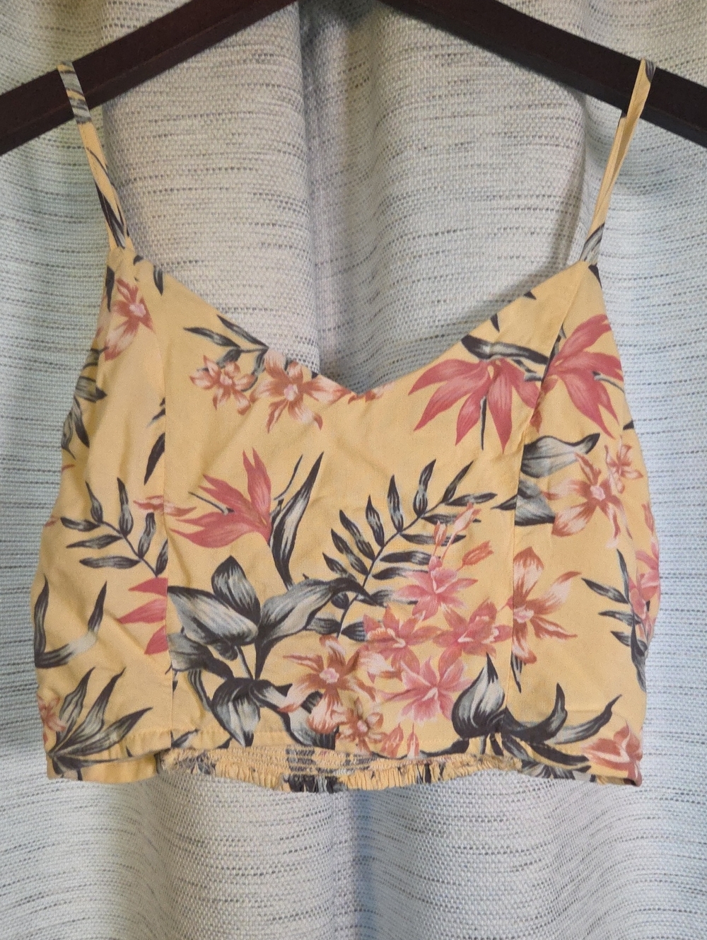 Divided Yellow Floral Spaghetti-Strap Camisole